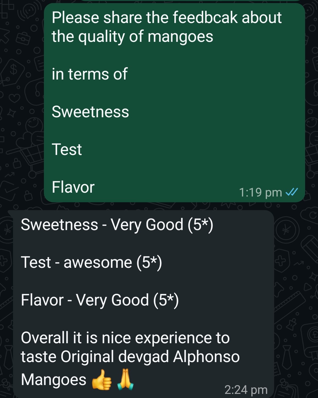 Customer testimonial for BulFresh Alphonso mangoes